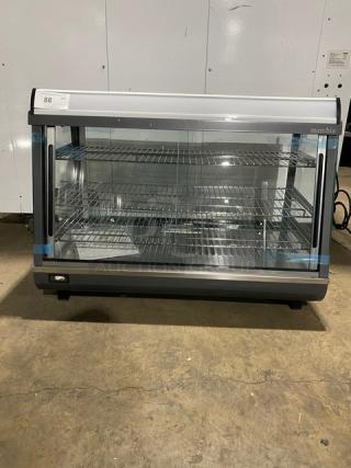 New! Scratch-N-Dent! Marchia Commercial Stainless Steel 36" Countertop Heated Display/Showcase! With Front & Back Sliding Glass Doors! With LED Lighting! With Tempered Glass! With Adjustable Chrome Plated Wire Racks! Model: MHCC136! 110-120V! On Legs!