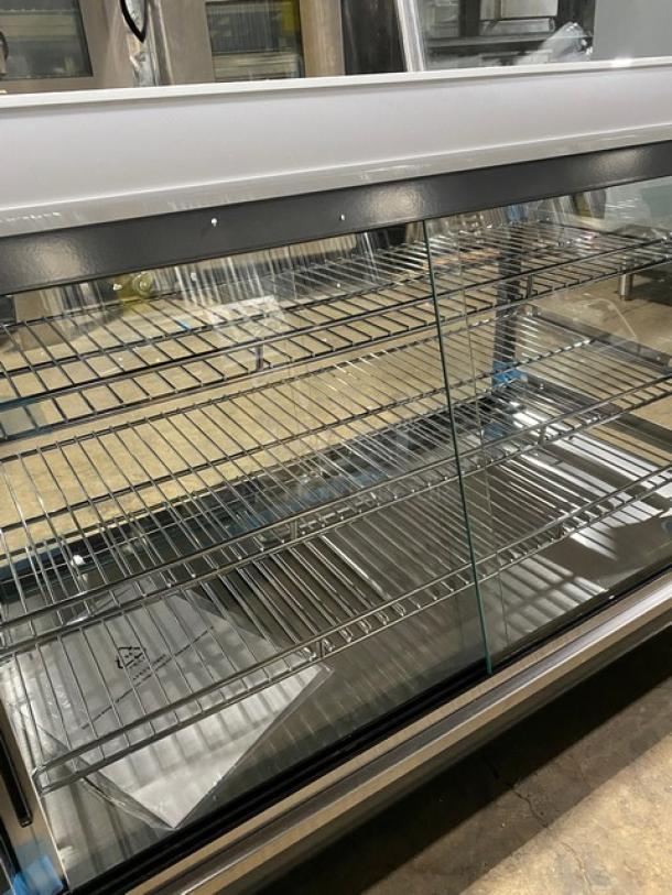 New! Scratch-N-Dent! Marchia Commercial Stainless Steel 36" Countertop Heated Display/Showcase! With Front & Back Sliding Glass Doors! With LED Lighting! With Tempered Glass! With Adjustable Chrome Plated Wire Racks! Model: MHCC136! 110-120V! On Legs! - Image 5 of 10