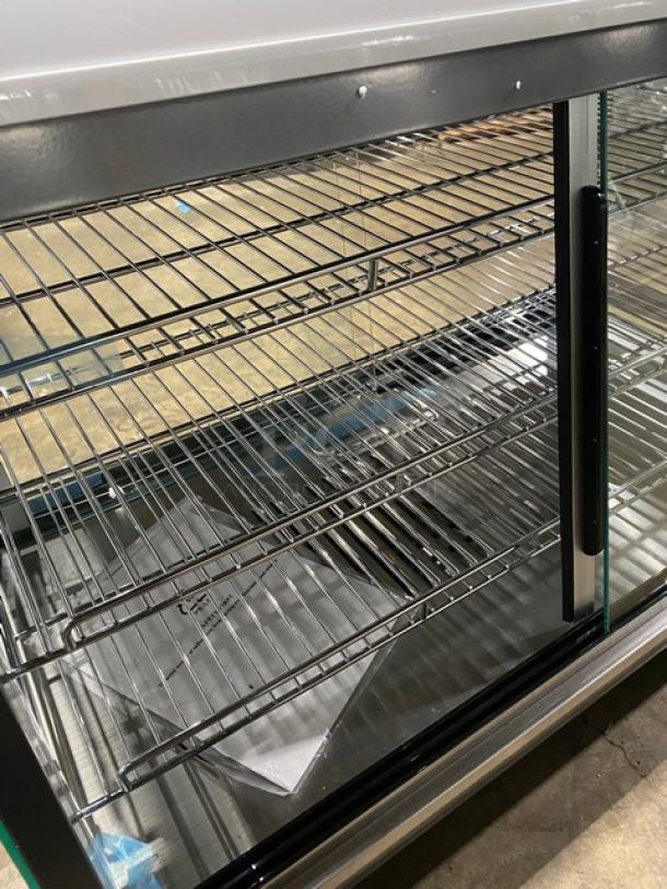 New! Scratch-N-Dent! Marchia Commercial Stainless Steel 36" Countertop Heated Display/Showcase! With Front & Back Sliding Glass Doors! With LED Lighting! With Tempered Glass! With Adjustable Chrome Plated Wire Racks! Model: MHCC136! 110-120V! On Legs! - Image 6 of 10