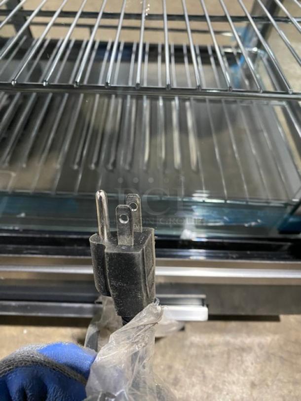 New! Scratch-N-Dent! Marchia Commercial Stainless Steel 36" Countertop Heated Display/Showcase! With Front & Back Sliding Glass Doors! With LED Lighting! With Tempered Glass! With Adjustable Chrome Plated Wire Racks! Model: MHCC136! 110-120V! On Legs! - Image 8 of 10
