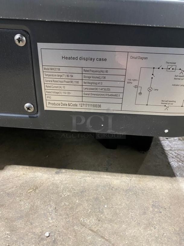 New! Scratch-N-Dent! Marchia Commercial Stainless Steel 36" Countertop Heated Display/Showcase! With Front & Back Sliding Glass Doors! With LED Lighting! With Tempered Glass! With Adjustable Chrome Plated Wire Racks! Model: MHCC136! 110-120V! On Legs! - Image 10 of 10