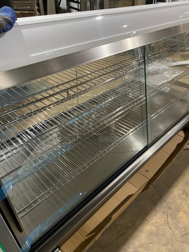 New! Scratch-N-Dent! Marchia Commercial Stainless Steel 48" Heated Countertop Display/Showcase! With Front & Rear Sliding Glass Doors! With LED Lighting! With Adjustable Chrome Plated Wire Racks! With Thermostatic Temperature Control! Model: SHCC186! 110-120V! On Legs! - Image 6 of 13