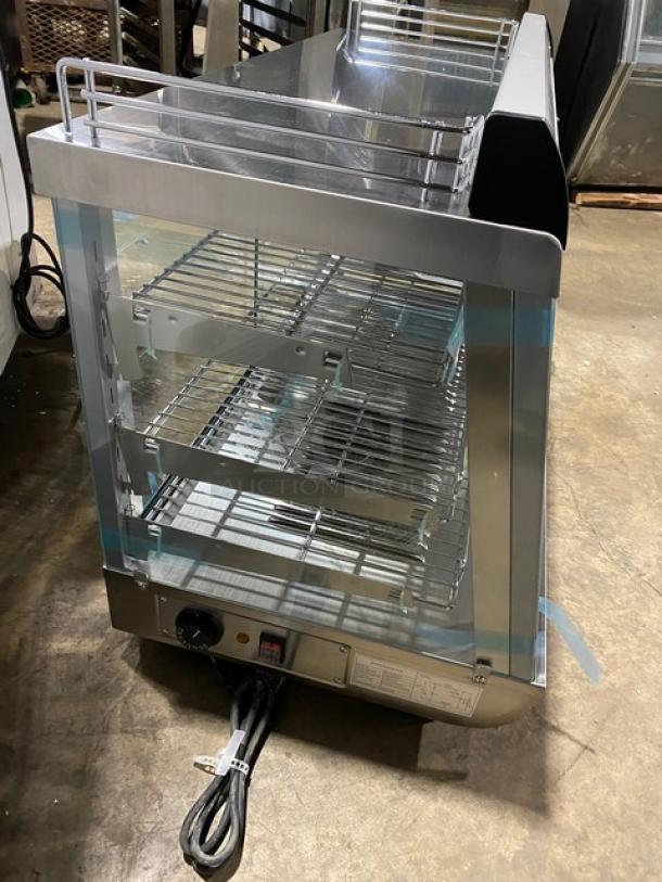 New! Scratch-N-Dent! Marchia Commercial Stainless Steel 34" Heated Countertop Display/Showcase! With Front & Rear Sliding Glass Doors! With Chrome Plated Wire Racks! Model: SHCC136! 110-120V! On Legs! - Image 4 of 12