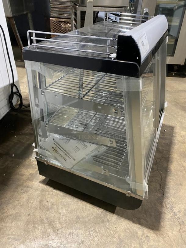New! Scratch-N-Dent! Marchia Commercial Stainless Steel 27" Heated Countertop Glass Display/Showcase! With Chrome Plated Wire Racks! With LED Lighting! With Front & Rear Sliding Glass Doors! Model: MHCC96! 110-120V! On Legs! - Image 4 of 10