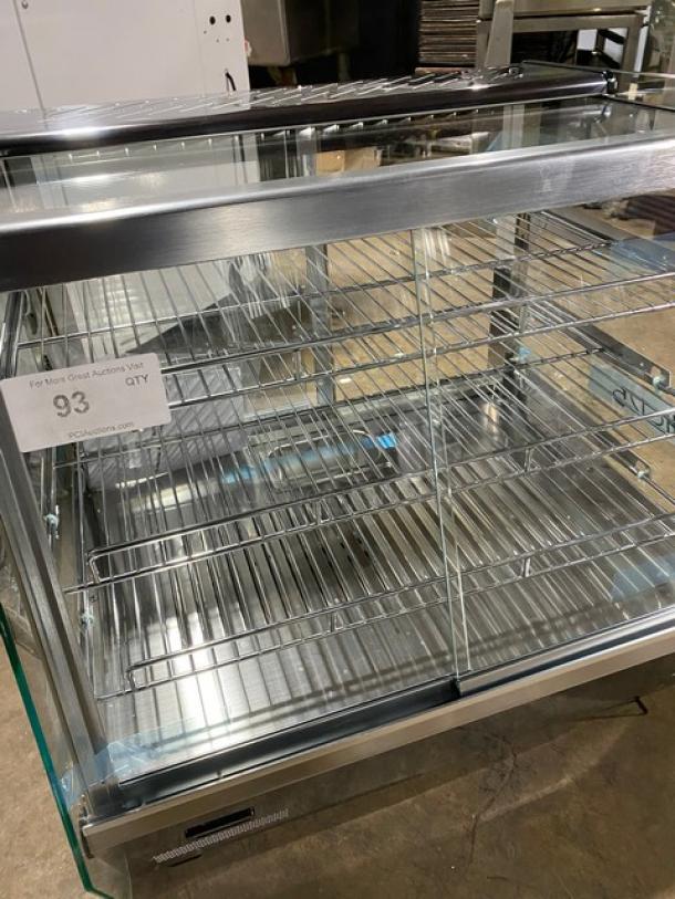 New! Scratch-N-Dent! Marchia Commercial Stainless Steel 27" Countertop Slanted Glass Heated Display/Showcase! With Front & Rear Sliding Glass Doors! With Adjustable Chrome Plated Wire Racks! Model: MHC125! 110-120V! On Legs! - Image 5 of 11