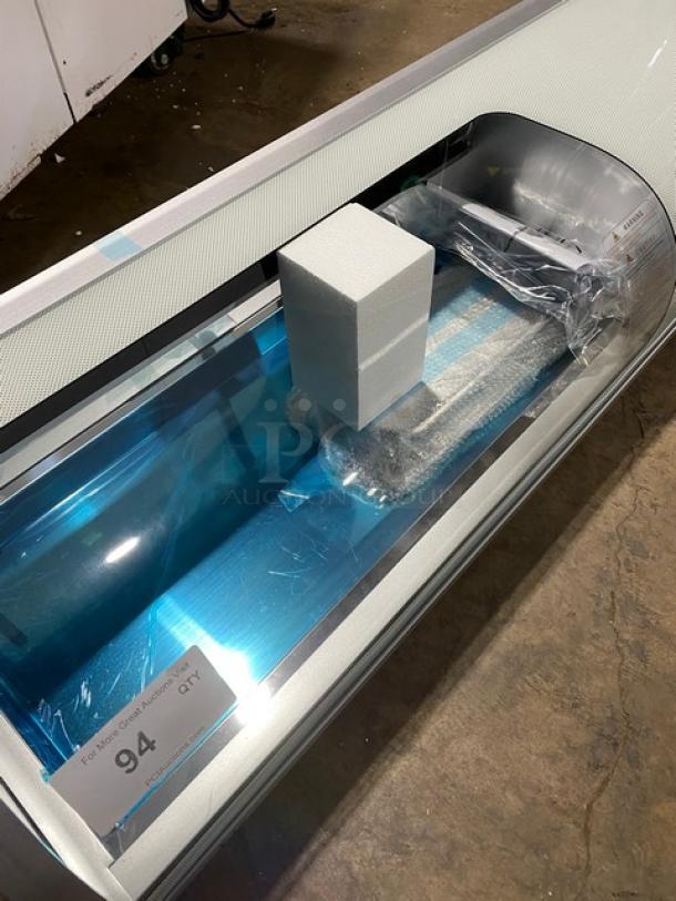 New! Scratch-N-Dent! Marchia Commercial Stainless Steel 46" Refrigerated 4-Pan Sushi Display/Showcase! With LED Lights! With Rear Sliding Glass Doors! With New Steam Table/Hotel Pans! Model: MSU140S! 110-120V! On Legs! - Image 5 of 13