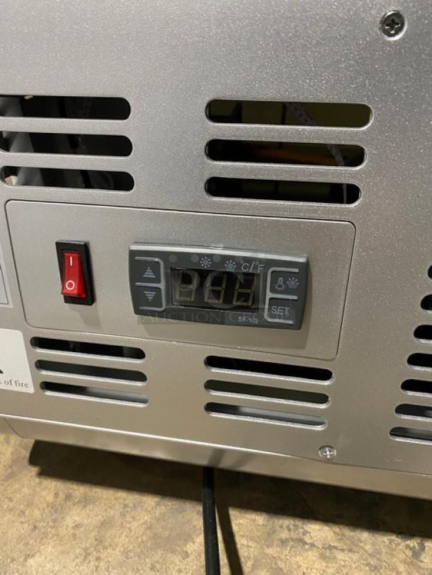 New! Scratch-N-Dent! Marchia Commercial Stainless Steel 46" Refrigerated 4-Pan Sushi Display/Showcase! With LED Lights! With Rear Sliding Glass Doors! With New Steam Table/Hotel Pans! Model: MSU140S! 110-120V! On Legs! - Image 9 of 13