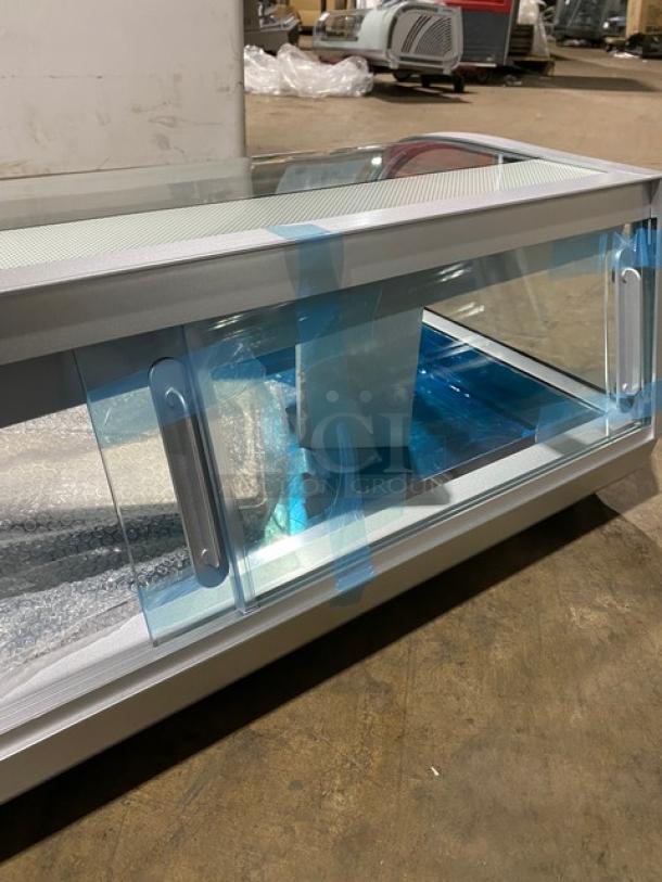 New! Scratch-N-Dent! Marchia Commercial Stainless Steel 46" Refrigerated 4-Pan Sushi Display/Showcase! With LED Lights! With Rear Sliding Glass Doors! With New Steam Table/Hotel Pans! Model: MSU140S! 110-120V! On Legs! - Image 12 of 13