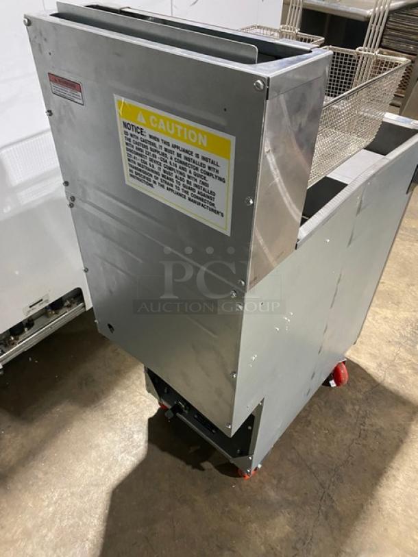 New! Scratch-N-Dent! Cookline! 2024! Commercial Stainless Steel Liquid Propane Powered 50LB Floor Style Deep Fat Fryer! With 2 Frying Baskets! Model: CF-50 SN: 2401024033! On Casters! - Image 3 of 13