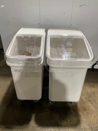 New! Scratch-N-Dent! Jiwins High Quality 102L Mobile Ingredient Storage Bins! With Scoopers! Model: JW-S102! On Casters! 2X Your Bid!
