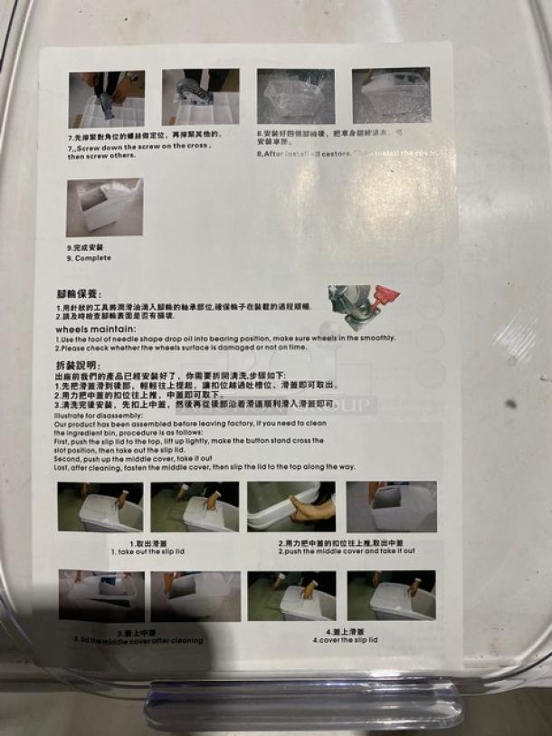 New! Scratch-N-Dent! Jiwins High Quality 102L Mobile Ingredient Storage Bins! With Scoopers! Model: JW-S102! On Casters! 2X Your Bid! - Image 6 of 10