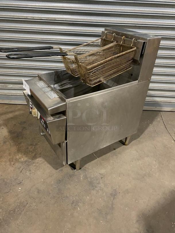 Keating Commercial Stainless Steel Electric Powered Countertop Instant Recovery Deep Fat Fryer! With Back Splash! With Frying Baskets! Model: 10X11TSCM SN: 41327! 208/240V 3 Phase! On Legs! Working When Removed! - Image 2 of 12