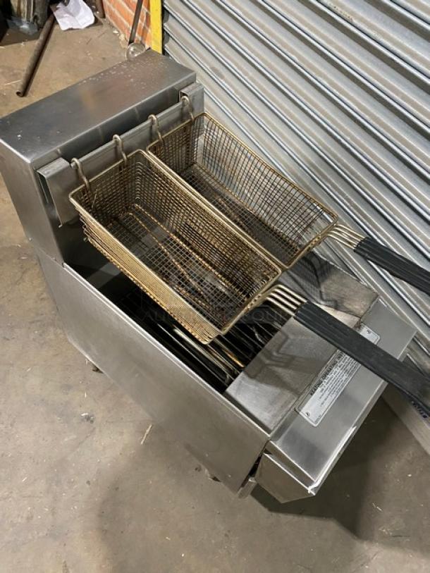 Keating Commercial Stainless Steel Electric Powered Countertop Instant Recovery Deep Fat Fryer! With Back Splash! With Frying Baskets! Model: 10X11TSCM SN: 41327! 208/240V 3 Phase! On Legs! Working When Removed! - Image 12 of 12