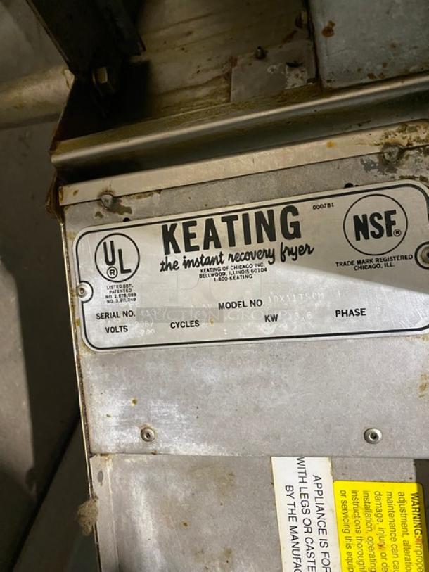 Keating Commercial Stainless Steel Electric Powered Countertop Instant Recovery Deep Fat Fryer! With Back Splash! With Frying Baskets! Model: 10X11TSCM SN: 41327! 208/240V 3 Phase! On Legs! Working When Removed! - Image 11 of 12
