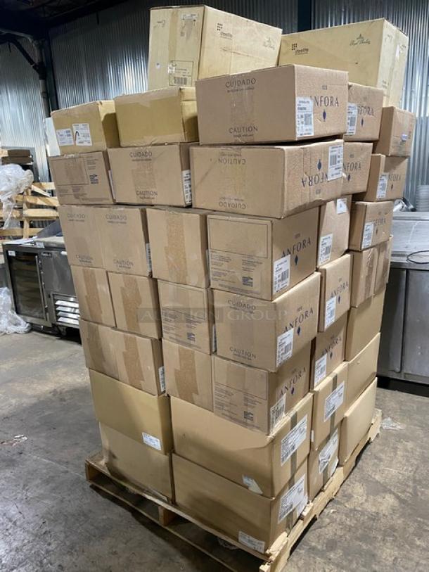 All New In The Box! High Quality Mixed Pallet! Steelite Rona Edition 7-3/4oz. Champagne Flute Glasses! With Steelite Anfora Edition Matte Black 8x6 Oval Platters! With Steelite Anfora Edition Matte Terracotta 10-3/4" Round Coupe Plates! With Steelite Wabi Sabi Edition Indigo 11-1/4" Round Coupe Plates! With Steelite Vortex Edition 12-1/2oz Stackable Porcelain Mugs With Handles! With Steelite Hall China Edition White 2-1/4"Diameter x 7/8"Height 1oz. Butter/Condiment Dishes! 70X Your Bid! - Image 2 of 9