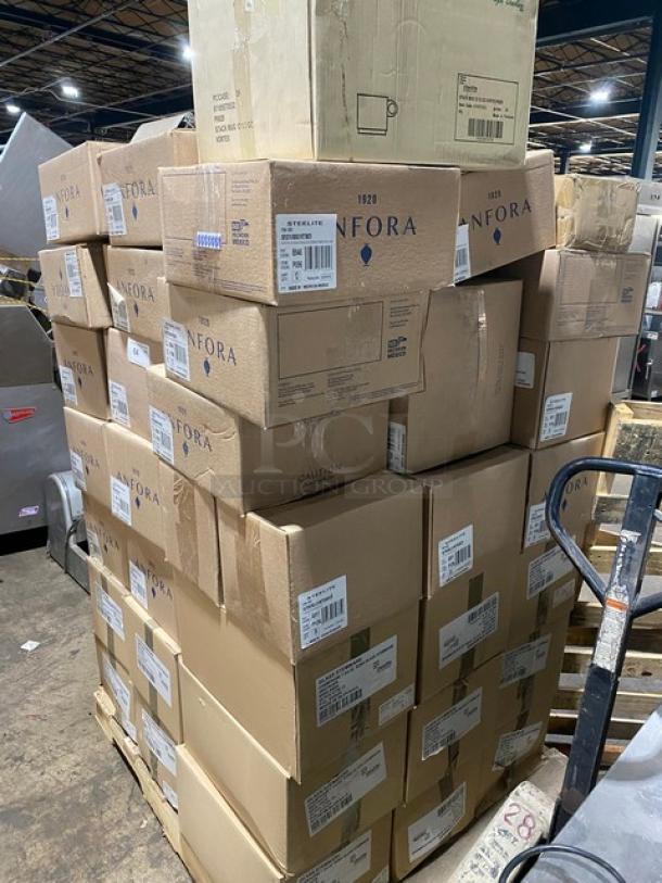 All New In The Box! High Quality Mixed Pallet! Steelite Rona Edition 7-3/4oz. Champagne Flute Glasses! With Steelite Anfora Edition Matte Black 8x6 Oval Platters! With Steelite Anfora Edition Matte Terracotta 10-3/4" Round Coupe Plates! With Steelite Wabi Sabi Edition Indigo 11-1/4" Round Coupe Plates! With Steelite Vortex Edition 12-1/2oz Stackable Porcelain Mugs With Handles! With Steelite Hall China Edition White 2-1/4"Diameter x 7/8"Height 1oz. Butter/Condiment Dishes! 70X Your Bid! - Image 9 of 9