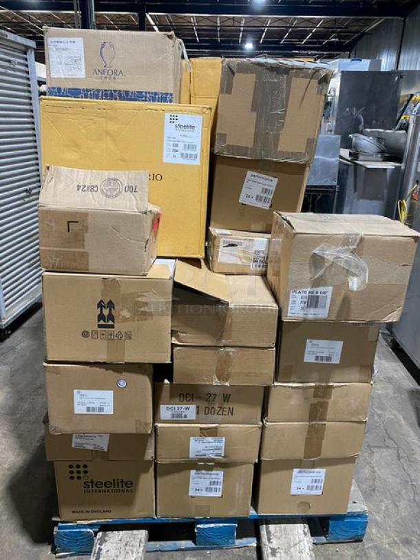 All New in The Box! High Quality Mixed Pallet! Steelite Laguiole Edition 9" Polished Black Finish Stainless Steel Prime Steak Knifes! With Steelite Taste Edition White 10" Coupe Plates! With Steelite Rona, Linea Umana Edition Full Bodied 30-1/2oz. Red Wine Glasses! With Steelite Maham Spice Sea Salt Edition 8.5oz. Cups! With Steelite Rene Ozorio Aura Edition Steelite 33oz. Lidded Porcelain Bowls! With Steelite American Basics Edition 8.5" Plates! With Diversified Ceramics White 6 Hole Escargot Plates! & More! 45X Your Bid! - Image 3 of 9