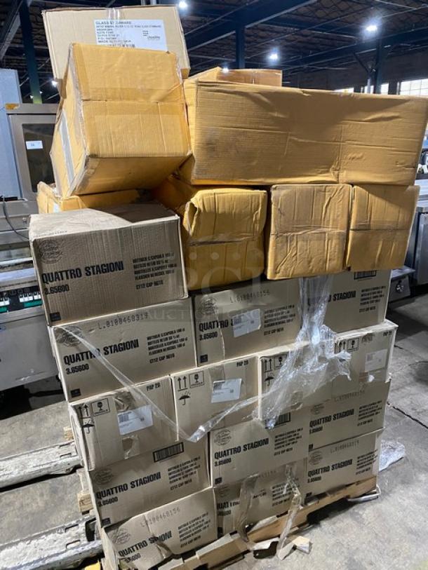 All New In The Box! High Quality Mixed Pallet! Steelite Bormioli Rocco, Quattro Edition Clear 33-3/4oz. Stagioni Bottles/Metal Lids! With Steelite Rona Artist Edition 12.5oz. Mineral Water Glasses! With Steelite International Commercial Stainless Steel 10.25"x9.5"x28" Wine Bucket Stands! 52X Your Bid! - Image 4 of 9