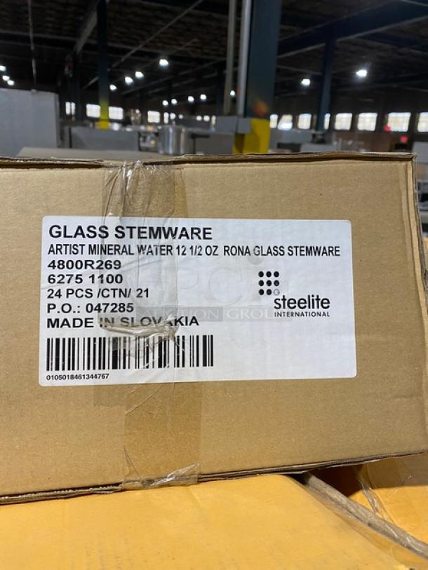 All New In The Box! High Quality Mixed Pallet! Steelite Bormioli Rocco, Quattro Edition Clear 33-3/4oz. Stagioni Bottles/Metal Lids! With Steelite Rona Artist Edition 12.5oz. Mineral Water Glasses! With Steelite International Commercial Stainless Steel 10.25"x9.5"x28" Wine Bucket Stands! 52X Your Bid! - Image 6 of 9