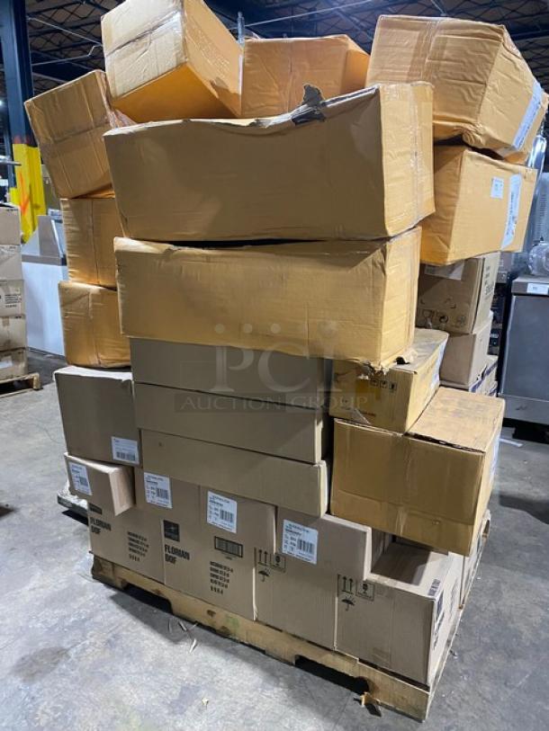 All New In The Box! High Quality Mixed Pallet! Steelite International Commercial Stainless Steel 10.25"x9.5"x28" Wine Bucket Stands! With Steelite Matte White 2oz. Mini Noodle Bowls! With Steelite Brimioli Rocco Edition Florian 12-5/8oz Double Old-Fashioned Tumblers! With Steelite Porcelain Flat Angled 12-5/8" Dinnerware Plates! With Steelite Folio Edition 11-1/2oz Jewel Highball Glasses! With Paşabahçe Vintage Timeless 2oz Shot Glasses! Steelite Rene Ozorio Edition Concerto White 6-1/8" Round Coffee Saucers! & More! 85X Your Bid! - Image 2 of 10