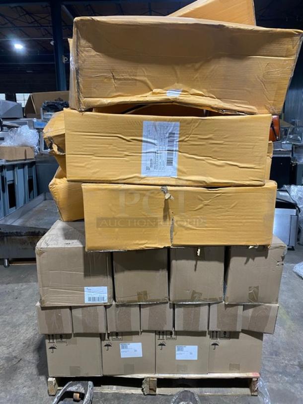 All New In The Box! High Quality Mixed Pallet! Steelite International Commercial Stainless Steel 10.25"x9.5"x28" Wine Bucket Stands! With Steelite Matte White 2oz. Mini Noodle Bowls! With Steelite Brimioli Rocco Edition Florian 12-5/8oz Double Old-Fashioned Tumblers! With Steelite Porcelain Flat Angled 12-5/8" Dinnerware Plates! With Steelite Folio Edition 11-1/2oz Jewel Highball Glasses! With Paşabahçe Vintage Timeless 2oz Shot Glasses! Steelite Rene Ozorio Edition Concerto White 6-1/8" Round Coffee Saucers! & More! 85X Your Bid! - Image 3 of 10