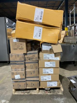 All New In The Box! High Quality Mixed Pallet! Steelite International Commercial Stainless Steel 10.25"x9.5"x28" Wine Bucket Stands! With Rona Linea Umana 14-1/2oz Sparkling Water Glasses! With Paşabahçe Centra Edition Vintage 10-1/4oz Juice & Long Drink Glasses! With Steelite Nude Wayne Edition 8.75oz. Highball Crystalline Glasses! With Steelite Anfora Edition Chena Matte Terracotta 6” Coupe Plates! With Commercial Stainless Steel 6Qt Stock Pots/No Lids! & More! 49X Your Bid!