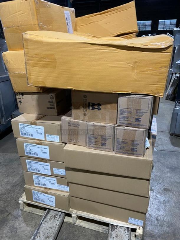 All New In The Box! High Quality Mixed Pallet! Steelite International Commercial Stainless Steel 10.25"x9.5"x28" Wine Bucket Stands! With Rona Linea Umana 14-1/2oz Sparkling Water Glasses! With Paşabahçe Centra Edition Vintage 10-1/4oz Juice & Long Drink Glasses! With Steelite Nude Wayne Edition 8.75oz. Highball Crystalline Glasses! With Steelite Anfora Edition Chena Matte Terracotta 6” Coupe Plates! With Commercial Stainless Steel 6Qt Stock Pots/No Lids! & More! 49X Your Bid! - Image 3 of 10