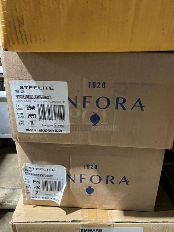 All New In The Box! High Quality Mixed Pallet! Steelite International Commercial Stainless Steel 10.25"x9.5"x28" Wine Bucket Stands! With Rona Linea Umana 14-1/2oz Sparkling Water Glasses! With Paşabahçe Centra Edition Vintage 10-1/4oz Juice & Long Drink Glasses! With Steelite Nude Wayne Edition 8.75oz. Highball Crystalline Glasses! With Steelite Anfora Edition Chena Matte Terracotta 6” Coupe Plates! With Commercial Stainless Steel 6Qt Stock Pots/No Lids! & More! 49X Your Bid! - Image 9 of 10