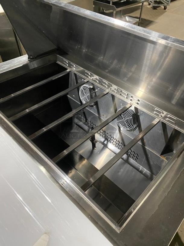 Like New! Atosa! 2023! Still Under Warranty! Commercial Stainless Steel 2 Door Refrigerated Mega Top Sald/Sandwich Prep Table! With Removable Cutting Board! Model: MSF8306GR SN: MSF8306GRAUS1T0321112300C40004! 115V 1 Phase! On Casters! - Image 5 of 12