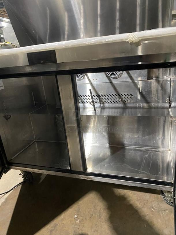 Like New! Atosa! 2023! Still Under Warranty! Commercial Stainless Steel 2 Door Refrigerated Mega Top Sald/Sandwich Prep Table! With Removable Cutting Board! Model: MSF8306GR SN: MSF8306GRAUS1T0321112300C40004! 115V 1 Phase! On Casters! - Image 6 of 12