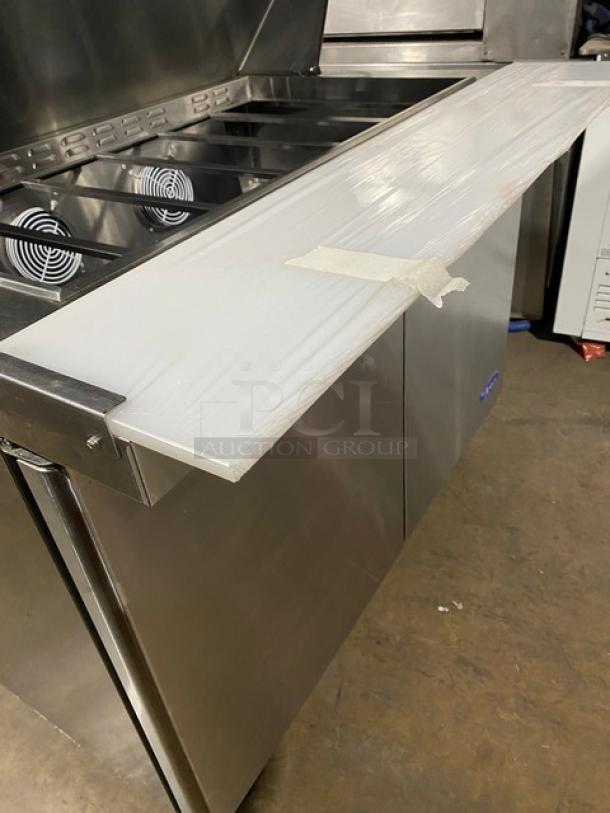 Like New! Atosa! 2023! Still Under Warranty! Commercial Stainless Steel 2 Door Refrigerated Mega Top Sald/Sandwich Prep Table! With Removable Cutting Board! Model: MSF8306GR SN: MSF8306GRAUS1T0321112300C40004! 115V 1 Phase! On Casters! - Image 12 of 12