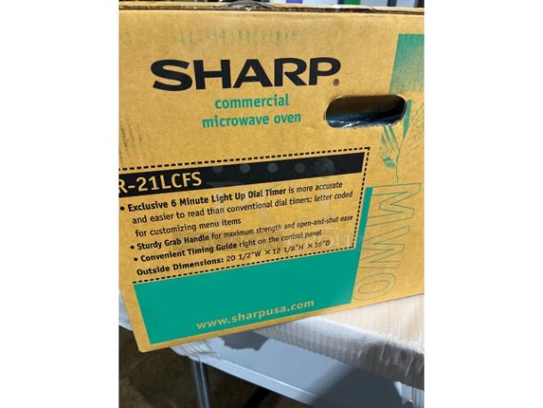 Brand New In The Box! Sharp! 2024! Commercial Stainless Steel Countertop Microwave Oven! With Light Up Dial Timer! Model: R-21LCFS! 120V! On Legs! - Image 2 of 3