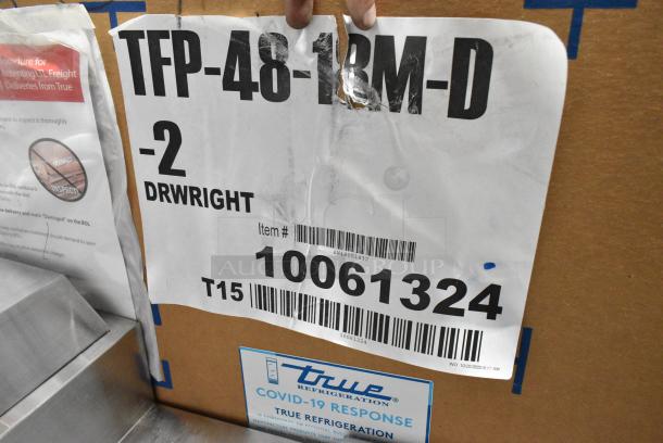 BRAND NEW! True TFP-48-18M-D-2 Stainless Steel Commercial Sandwich Salad Prep Table Bain Marie w/ Door and 2 Drawers. 115 Volts, 1 Phase. Tested and Working! - Image 4 of 4