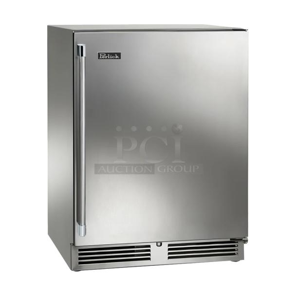 BRAND NEW! Perlick HC24FS4S-00-BLFLR Stainless Steel Commercial Single Door Undercounter Cooler. 115 Volts, 1 Phase. Tested and Working! - Image 1 of 6