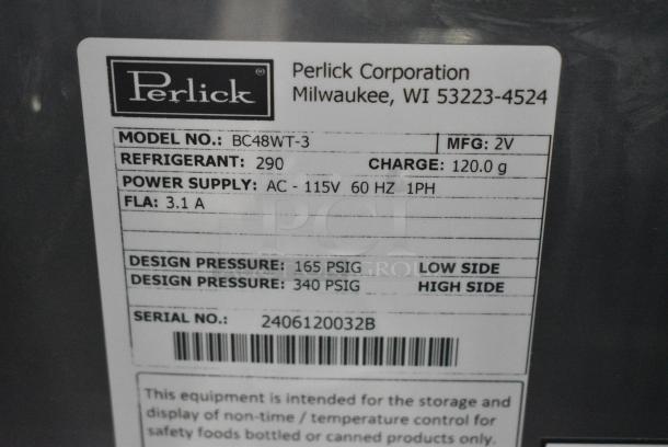 BRAND NEW! 2024 Perlick BC48WT-3 Metal Commercial 2 Door Back Bar Bottle Cooler. 115 Volts, 1 Phase. Tested and Working! - Image 5 of 8