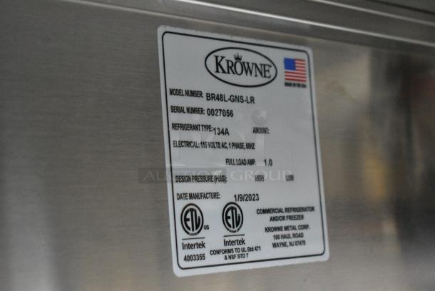 BRAND NEW! 2023 Krowne BR48L-GNS-LR Metal Commercial 2 Door Back Bar Cooler Merchandiser. 115 Volts, 1 Phase. Tested and Working! - Image 5 of 6