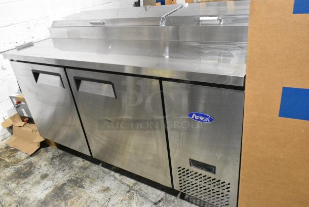 BRAND NEW! 2024 Atosa MPF8202GR Stainless Steel Commercial Pizza Prep Table. 115 Volts, 1 Phase. Tested and Working! - Image 2 of 9