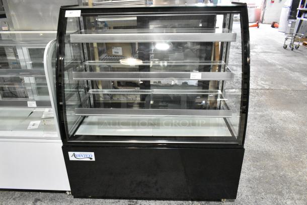 BRAND NEW SCRATCH AND DENT! Avantco 193BCT48B 48" Black 3-Shelf Curved Glass Refrigerated Bakery Display Case with LED Lighting. 110-120 Volts, 1 Phase. Tested and Working! - Image 1 of 5