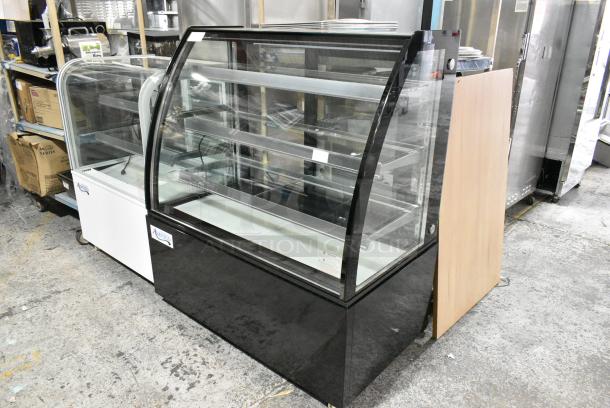 BRAND NEW SCRATCH AND DENT! Avantco 193BCT48B 48" Black 3-Shelf Curved Glass Refrigerated Bakery Display Case with LED Lighting. 110-120 Volts, 1 Phase. Tested and Working! - Image 2 of 5
