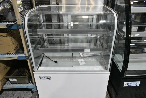 BRAND NEW SCRATCH AND DENT! Avantco 193BC36HCW 36" Curved Glass White Refrigerated Bakery Display Case. 110-120 Volts, 1 Phase. Tested and Working! - Image 1 of 4