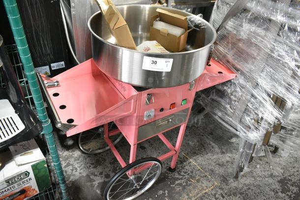 BRAND NEW SCRATCH AND DENT! Carnival King 382CCM21CT Cotton Candy Machine with 21" Stainless Steel Bowl and Cart. 110 Volts, 1 Phase. Tested and Working! - Image 3 of 9