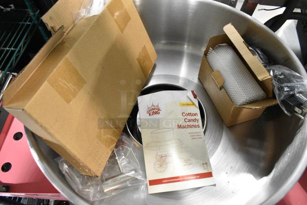 BRAND NEW SCRATCH AND DENT! Carnival King 382CCM21CT Cotton Candy Machine with 21" Stainless Steel Bowl and Cart. 110 Volts, 1 Phase. Tested and Working! - Image 4 of 9