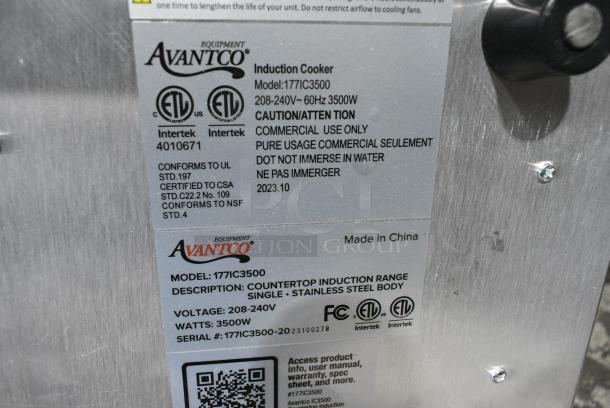 BRAND NEW SCRATCH AND DENT! 2023 Avantco 177IC3500 Stainless Steel Countertop Induction Range / Cooker. 208-240 Volts, 1 Phase. - Image 3 of 3