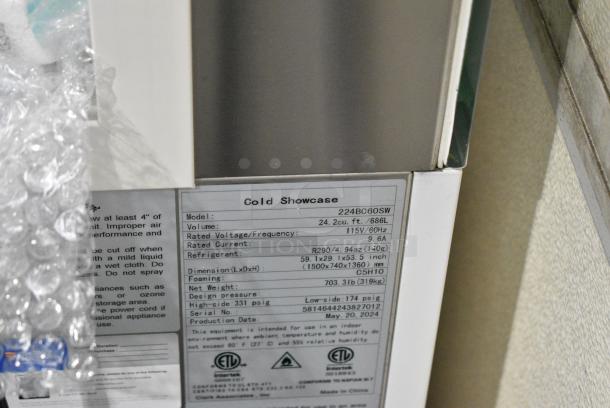 BRAND NEW SCRATCH AND DENT! Avantco 224BC60SW 60" White Square Refrigerated Bakery Display Case with LED Lighting. See Pictures for Glass Damage. 115 Volts, 1 Phase. Tested and Working! - Image 3 of 4