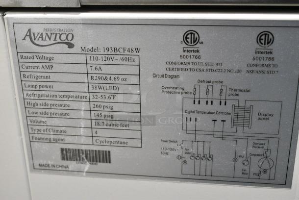 BRAND NEW SCRATCH AND DENT! Avantco 193BCF48W 48" White Dry Bakery Display Case. 115 Volts, 1 Phase. Tested and Working! - Image 3 of 4