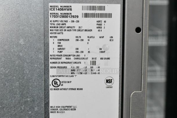 2017 Ice-O-Matic ICE1406HW6 Stainless Steel Commercial Ice Head on 2018 Ice-O-Matic B110PS Stainless Steel Ice Bin. 208-230 Volts, 1 Phase. - Image 6 of 7