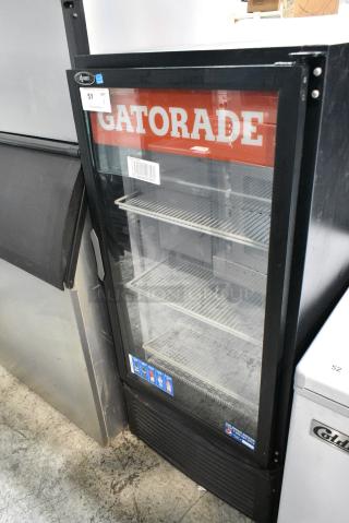 QBD CD10H Metal Commercial Single Door Reach In Cooler Merchandiser w/ Poly Coated Racks. 115 Volts, 1 Phase. Tested and Working!