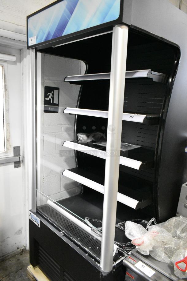 BRAND NEW SCRATCH AND DENT! Avantco 189BVAC36HC Metal Commercial 36" Black Refrigerated Air Curtain Merchandiser. See Pictures for Missing Glass on Right Side. 110-120 Volts, 1 Phase. Tested and Working! - Image 2 of 6