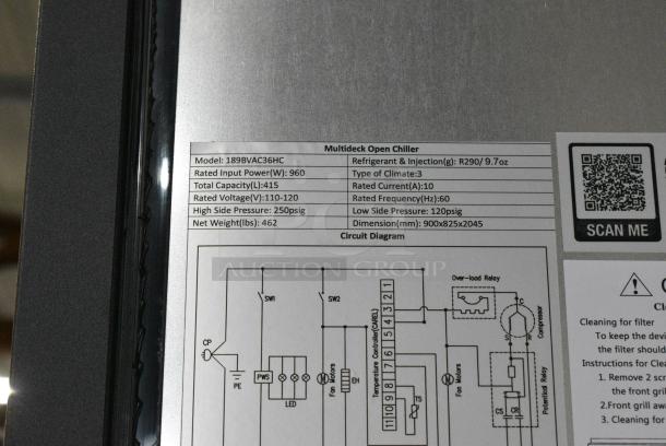 BRAND NEW SCRATCH AND DENT! Avantco 189BVAC36HC Metal Commercial 36" Black Refrigerated Air Curtain Merchandiser. See Pictures for Missing Glass on Right Side. 110-120 Volts, 1 Phase. Tested and Working! - Image 5 of 6