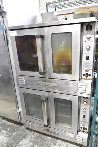 2 Southbend B Series Stainless Steel Commercial Natural Gas Powered Full Size Convection Oven w/ View Through Door, Metal Oven Racks and Thermostatic Controls on Commercial Casters. 2 Times Your Bid!